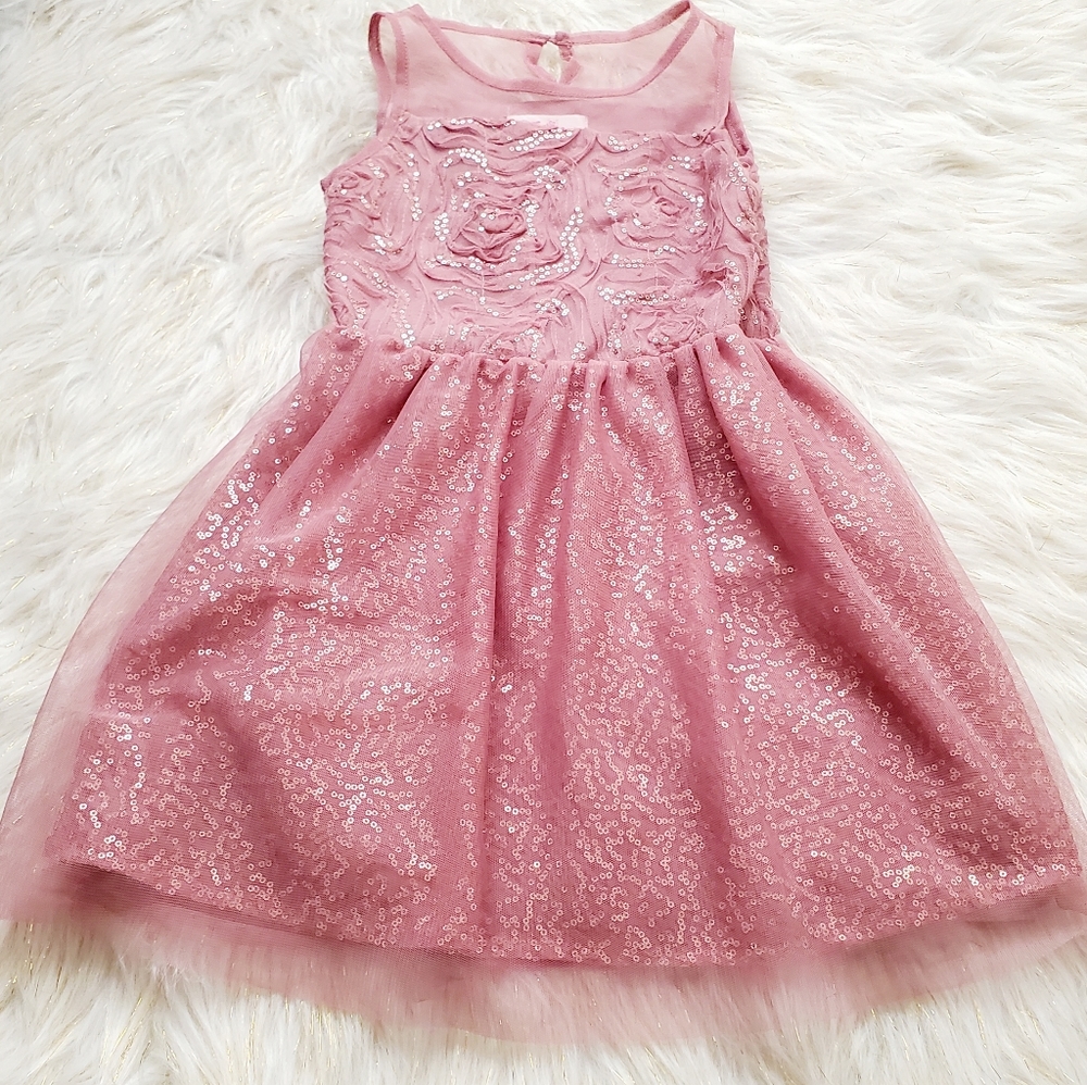 Justice girls pink sequin dress